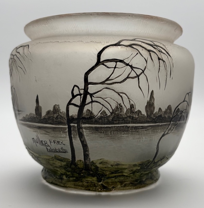Vase à décor lacustre et de cervidés – Muller Frères Lunéville-photo-1