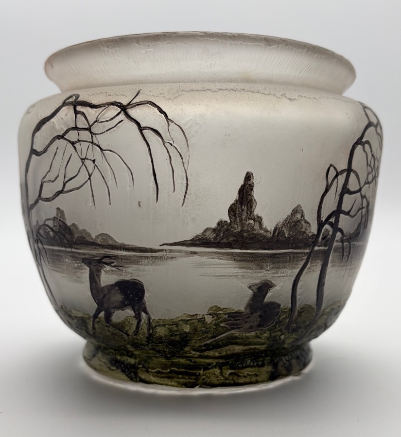 Vase à décor lacustre et de cervidés – Muller Frères Lunéville