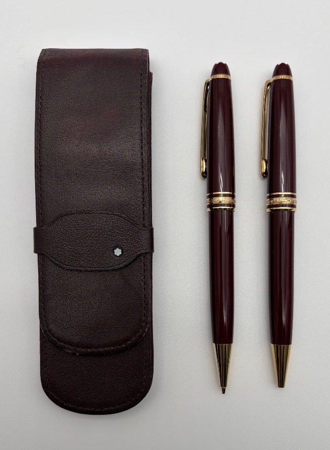 Montblanc Meisterstück Mechanical Pencil And Ballpoint Pen Set With A Leather Case -photo-2