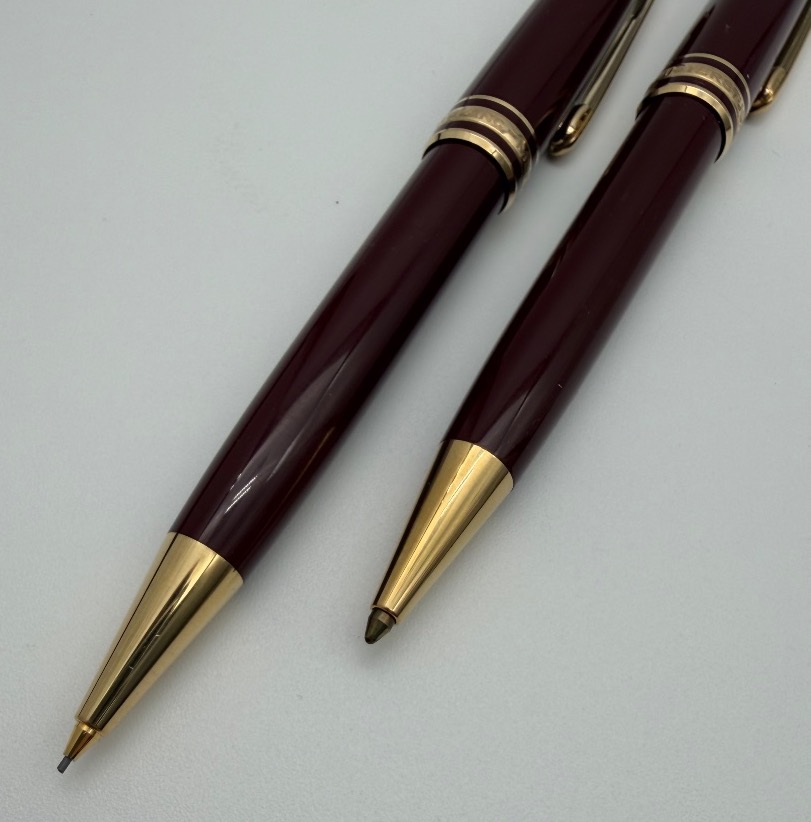 Montblanc Meisterstück Mechanical Pencil And Ballpoint Pen Set With A Leather Case -photo-2
