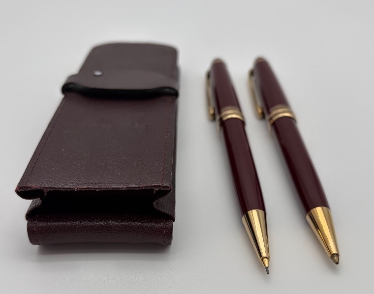 Montblanc Meisterstück Mechanical Pencil And Ballpoint Pen Set With A Leather Case -photo-4