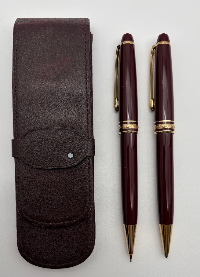 Montblanc Meisterstück Mechanical Pencil And Ballpoint Pen Set With A Leather Case 