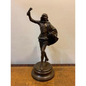 Adrien Etienne Gaudez - Sculpture en bronze représentant un danseur du XVIIIème siècle