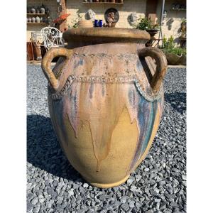 Jar With Four Handles In Stoneware