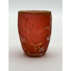 Daum Nancy – Miniature Vase With Mistletoe, Art Nouveau, 1890-1896