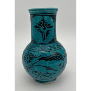 Turquoise-glazed Earthenware Vase, In The Style Of Persian Ceramics