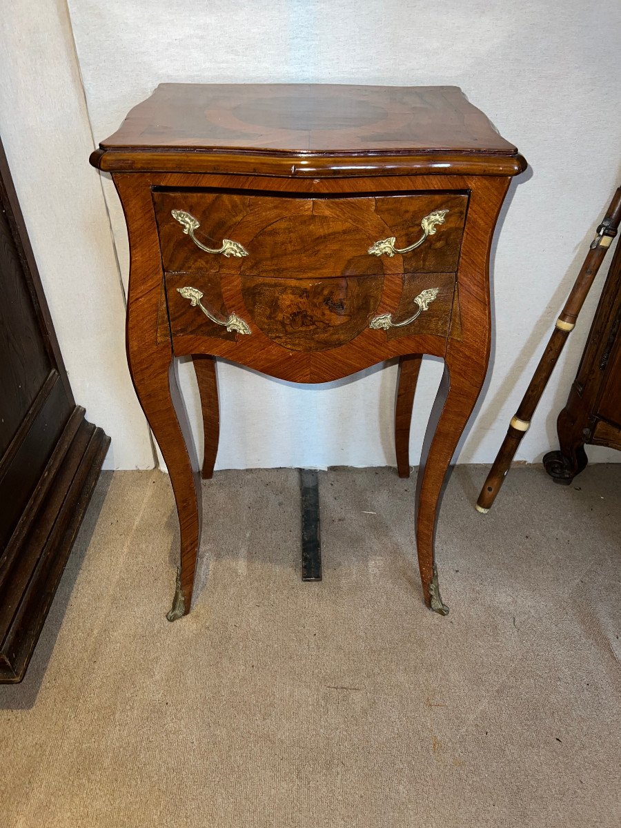 Small Salon Table Louis XV Style, Napoleon III In Veneer Wood-photo-2