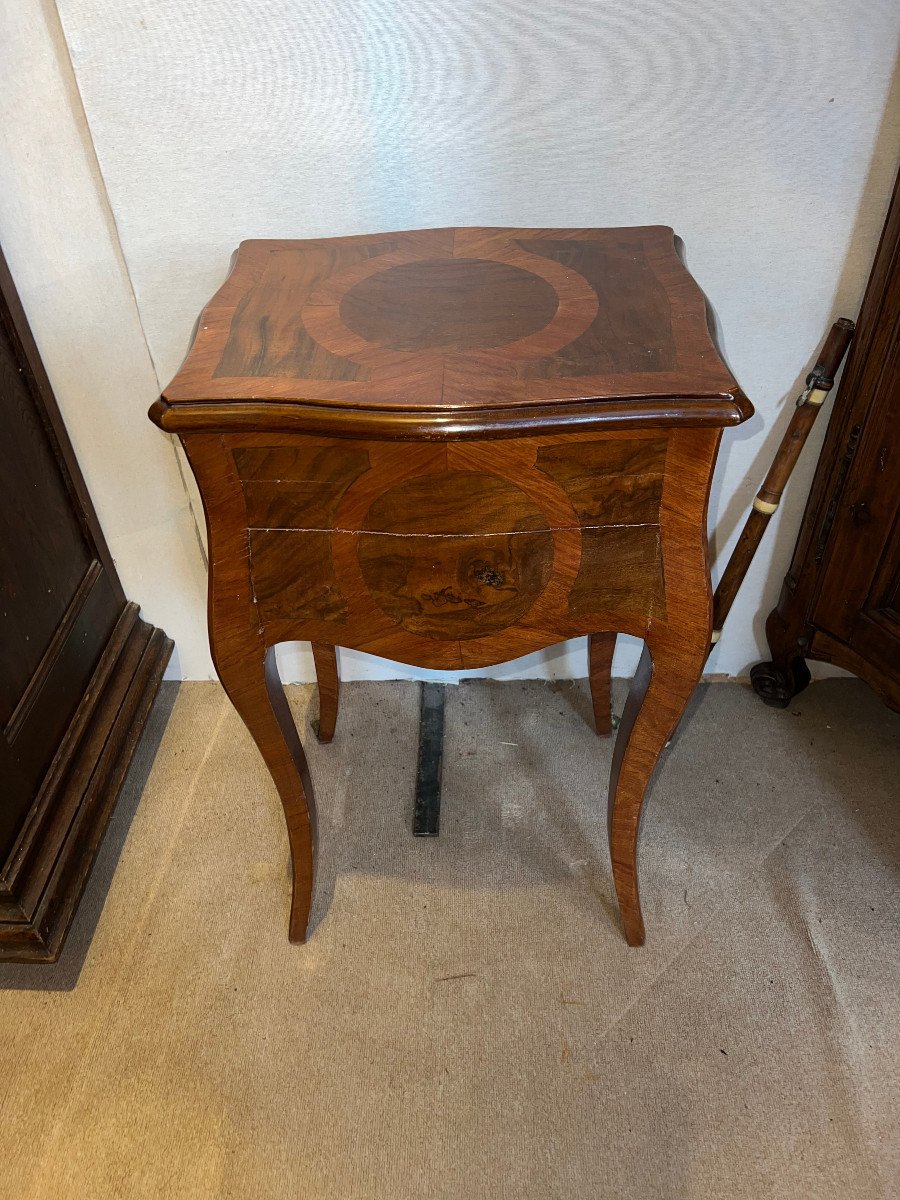 Small Salon Table Louis XV Style, Napoleon III In Veneer Wood-photo-4