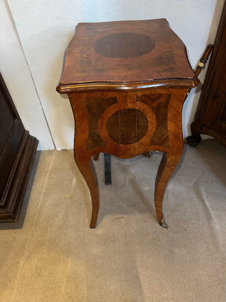 Small Salon Table Louis XV Style, Napoleon III In Veneer Wood-photo-2
