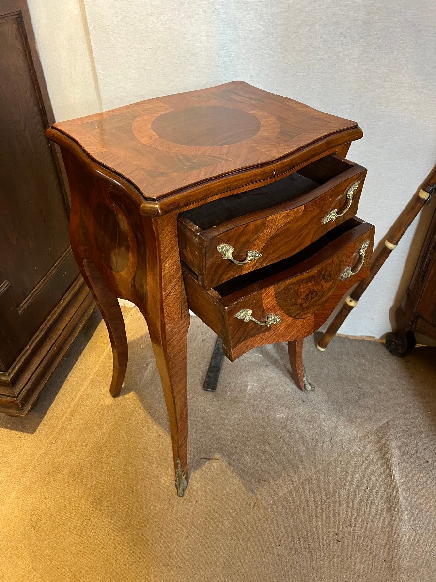 Small Salon Table Louis XV Style, Napoleon III In Veneer Wood-photo-3