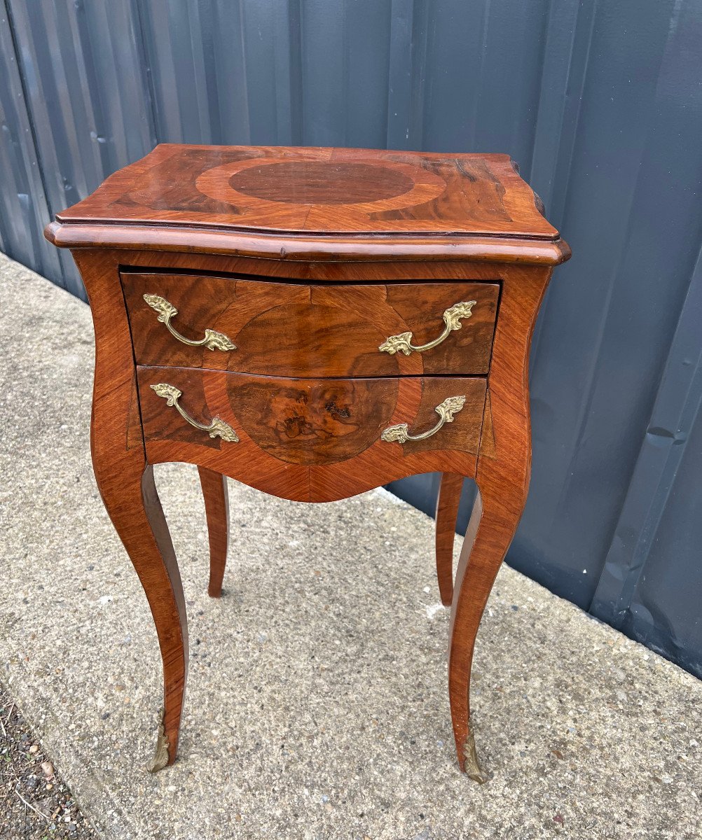 Small Salon Table Louis XV Style, Napoleon III In Veneer Wood-photo-6