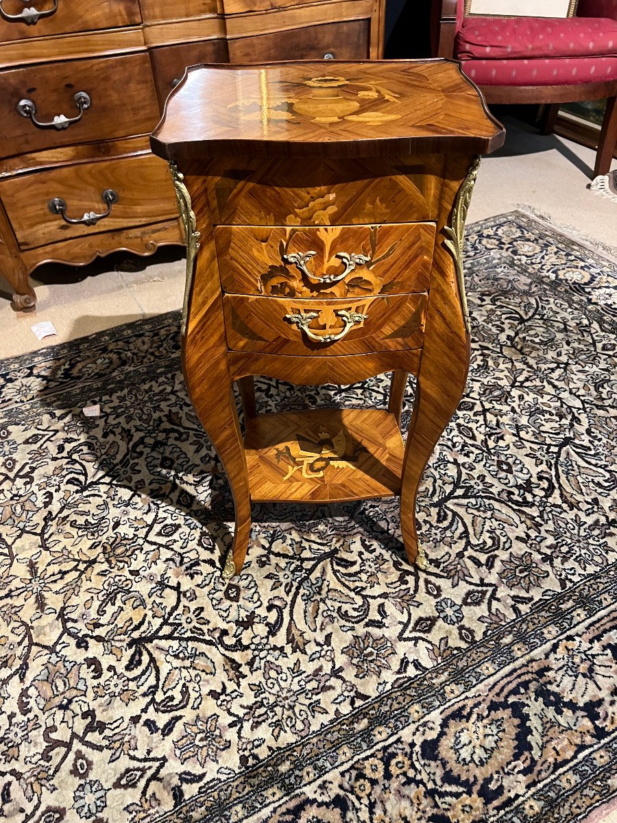 Small Louis XV Style Salon Table Inlaid-photo-2