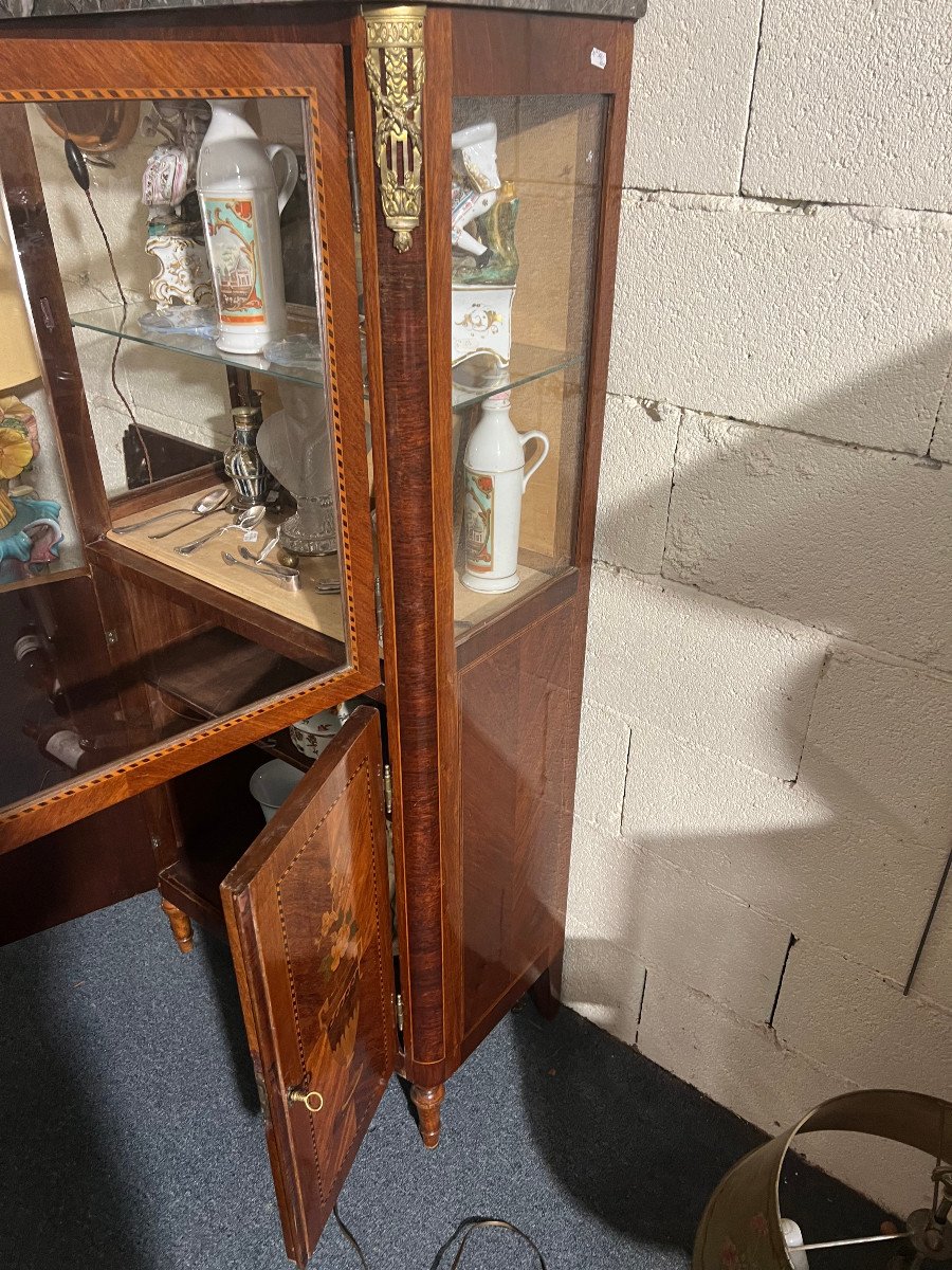 Showcase Argentier Inlaid Neo Classical Style-photo-3