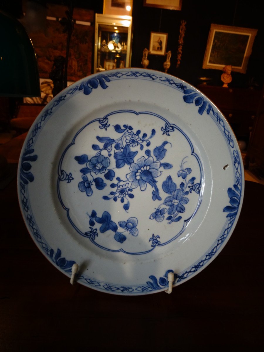 Assiette Compagnie Des Indes XVIII S Décor Bleu Floral