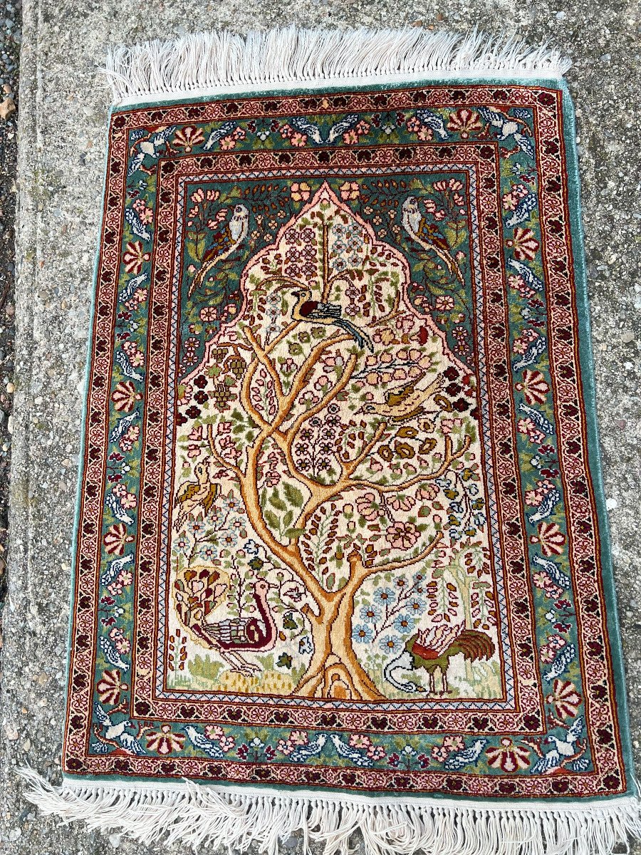 Small Caucasian Carpet Tree Of Life Theme In Silk-photo-3