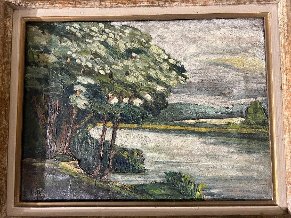 Oil-on-canvas Landscape Along The Marne-photo-2