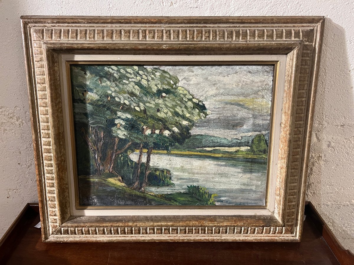 Oil-on-canvas Landscape Along The Marne