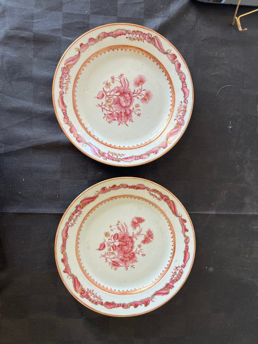 Pair Of Dinner Plates, Floral Decor, Famille Rose, China-photo-2