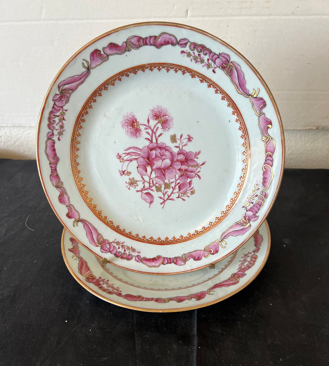 Pair Of Dinner Plates, Floral Decor, Famille Rose, China
