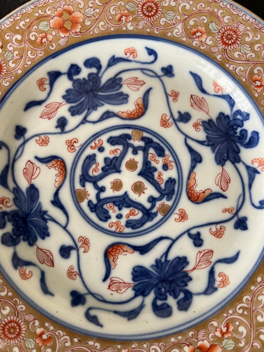 Pair Of Plates, Floral Interlacing, Cie Des Indes, China 18th Century-photo-1