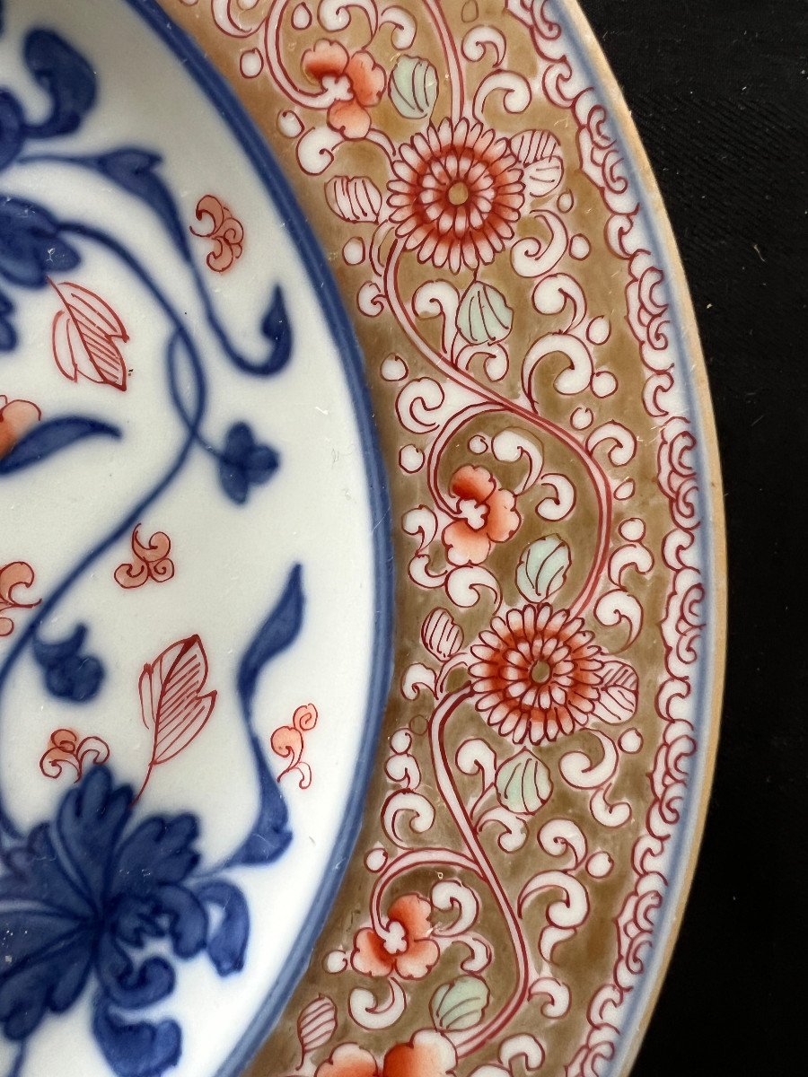 Pair Of Plates, Floral Interlacing, Cie Des Indes, China 18th Century-photo-3