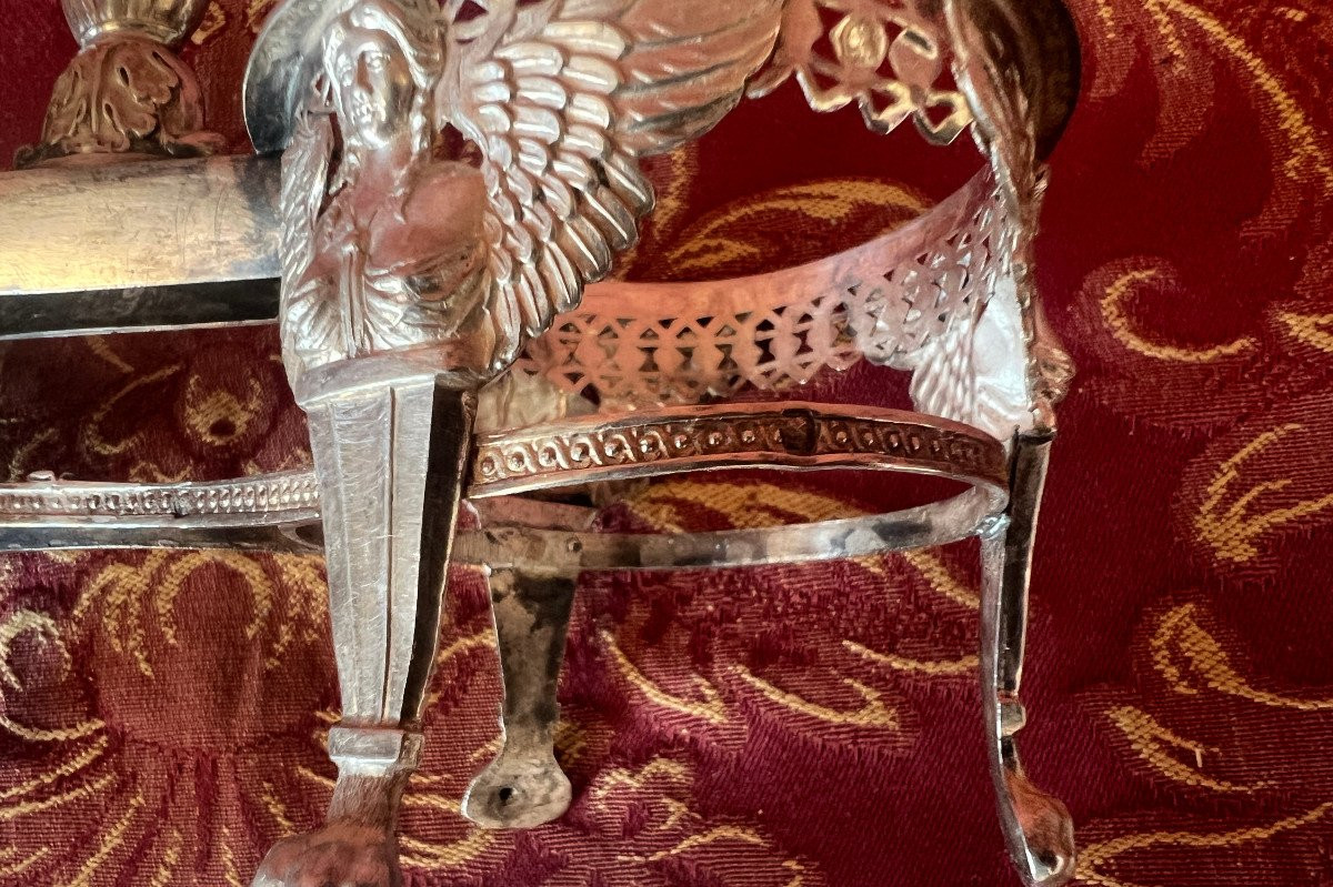 Salière Poivrière Epoque Empire argent  massif et cristal-photo-1