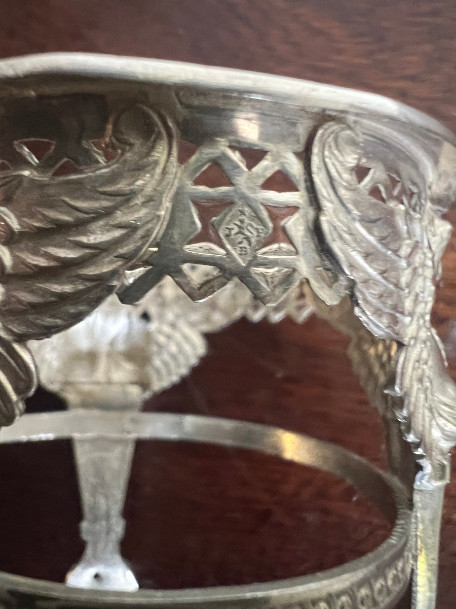 Salière Poivrière Epoque Empire argent  massif et cristal-photo-6