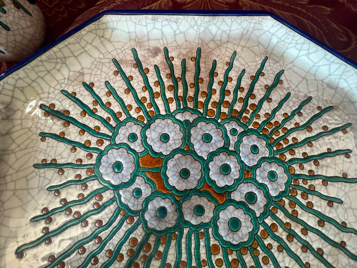 Longwy Art Deco Tête à Tête Service, Stylized Floral Decoration-photo-2