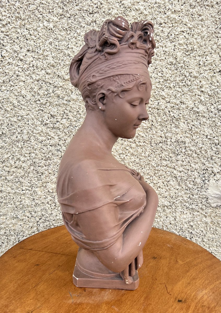 Plaster Bust Of Joséhine De Beauharnais With Terracotta Patina-photo-3