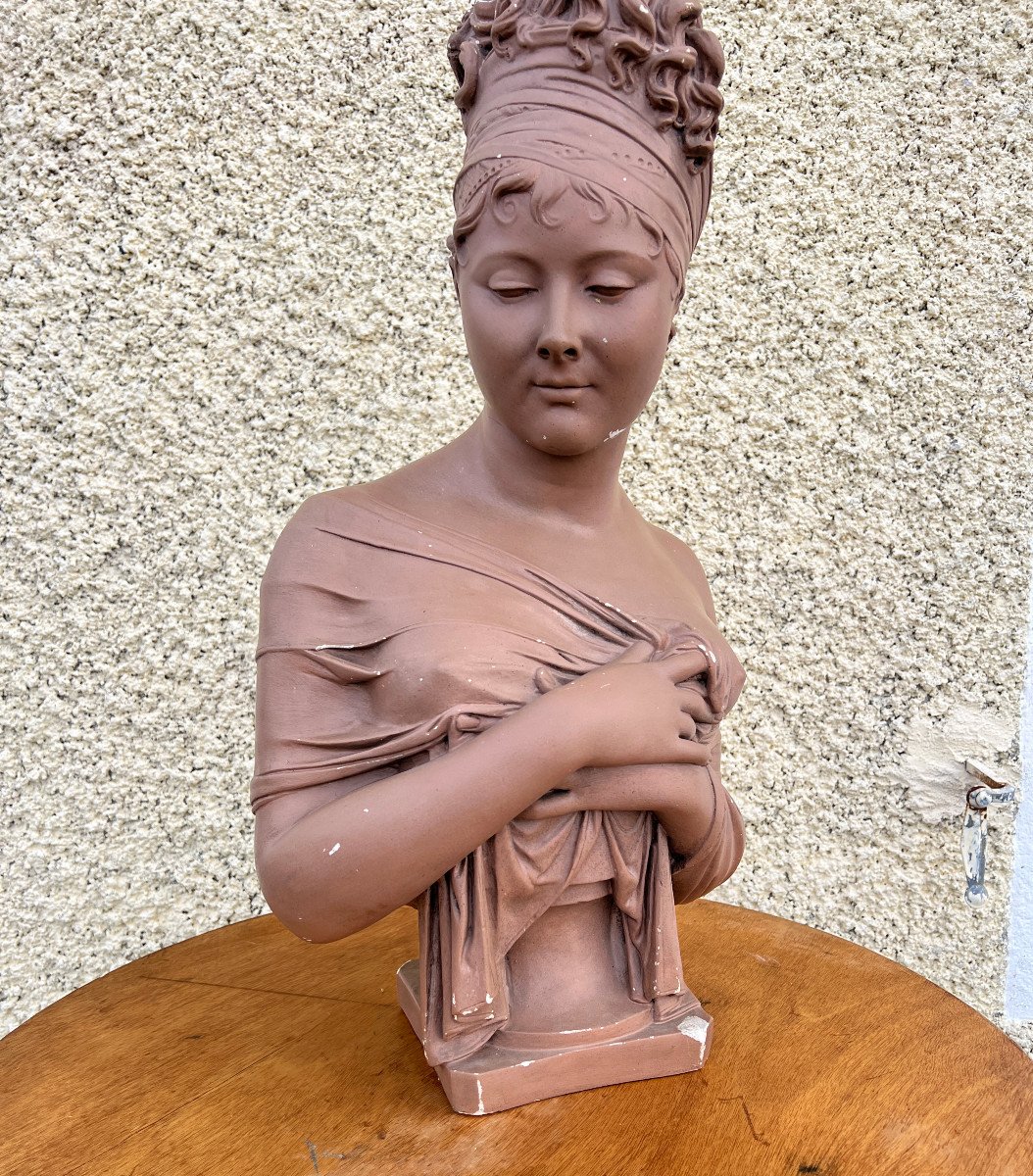 Plaster Bust Of Joséhine De Beauharnais With Terracotta Patina