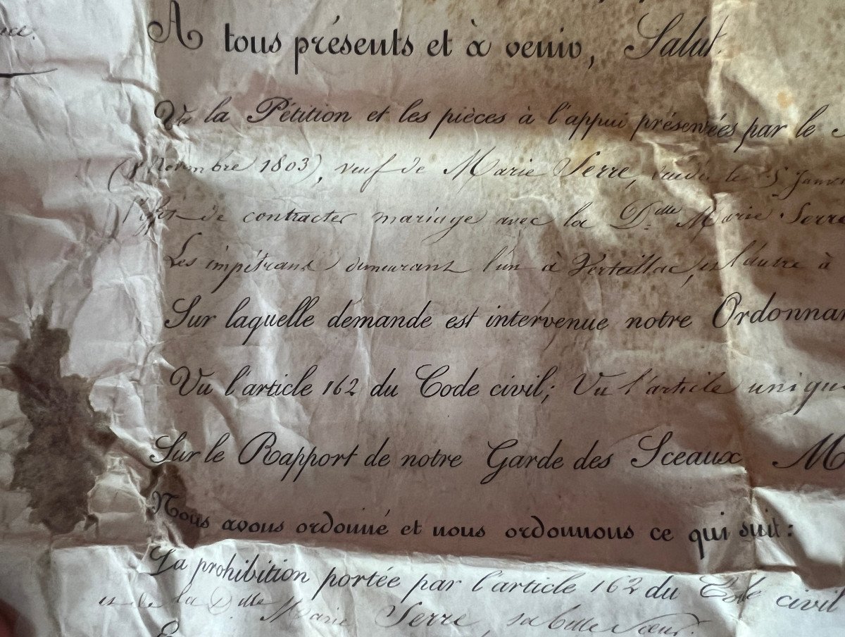 Louis Philippe , Dispense d'Alliance De Jm Chaumette Et M Serre Le 12 Octobre 1838-photo-5