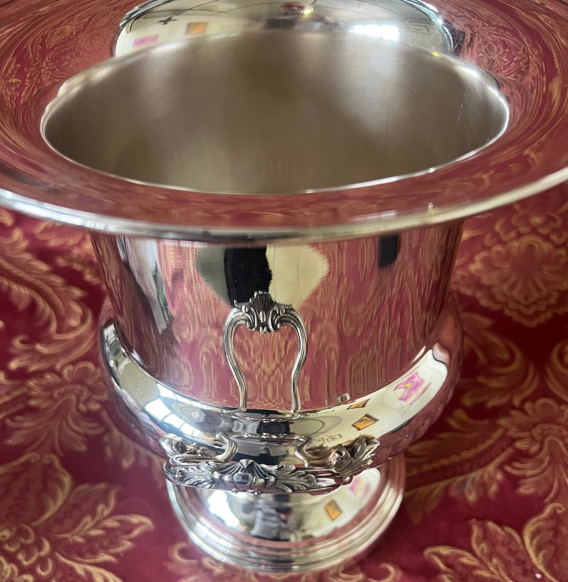 Champagne Bucket, Silver Metal, Fleuron, Christofle-photo-4