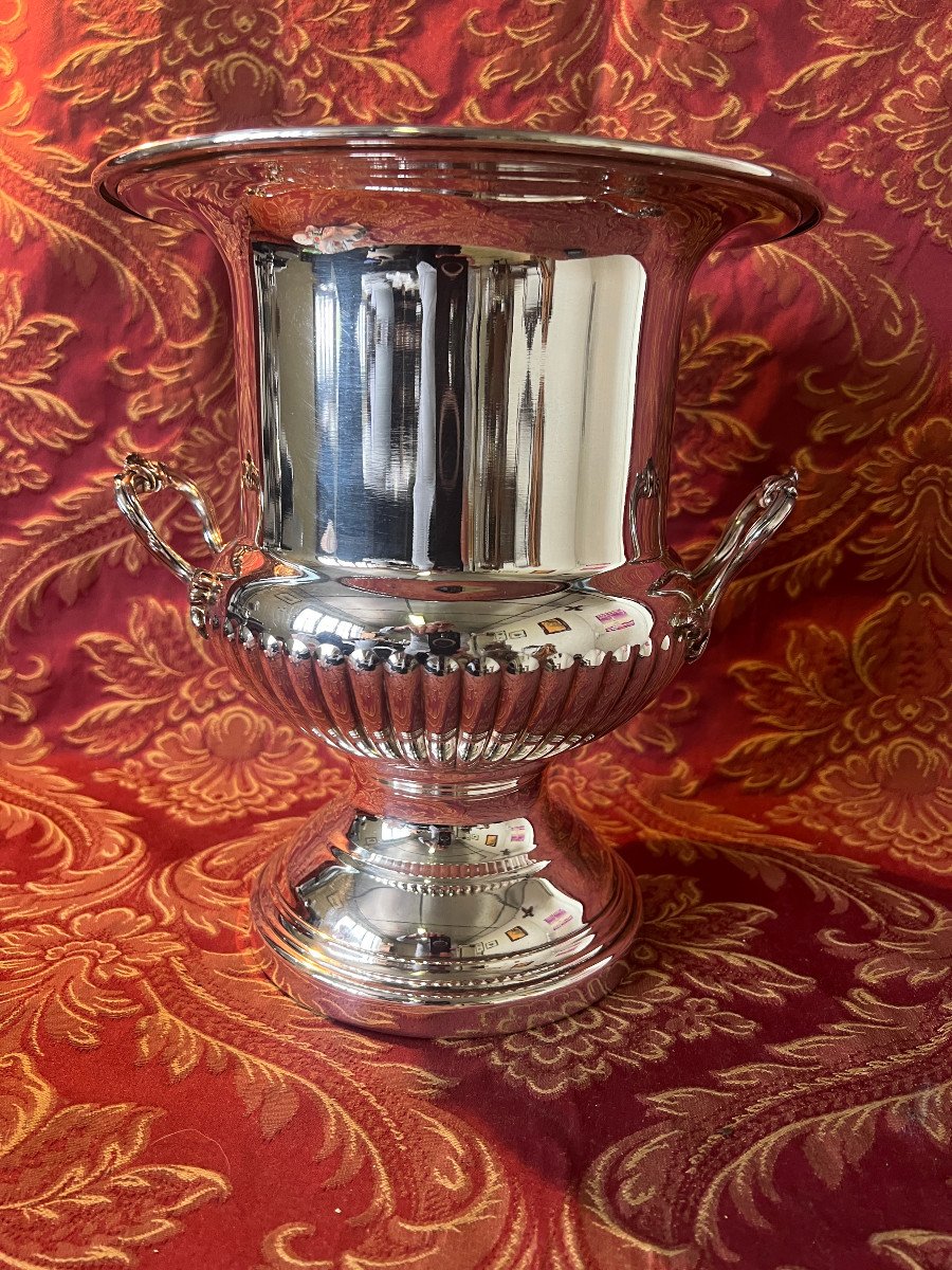 Champagne Bucket, Silver Metal, Fleuron, Christofle-photo-9