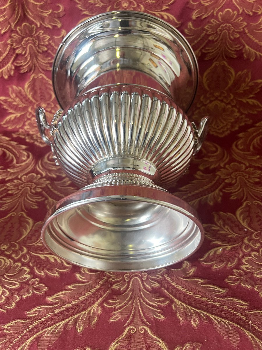 Champagne Bucket, Silver Metal, Fleuron, Christofle-photo-12