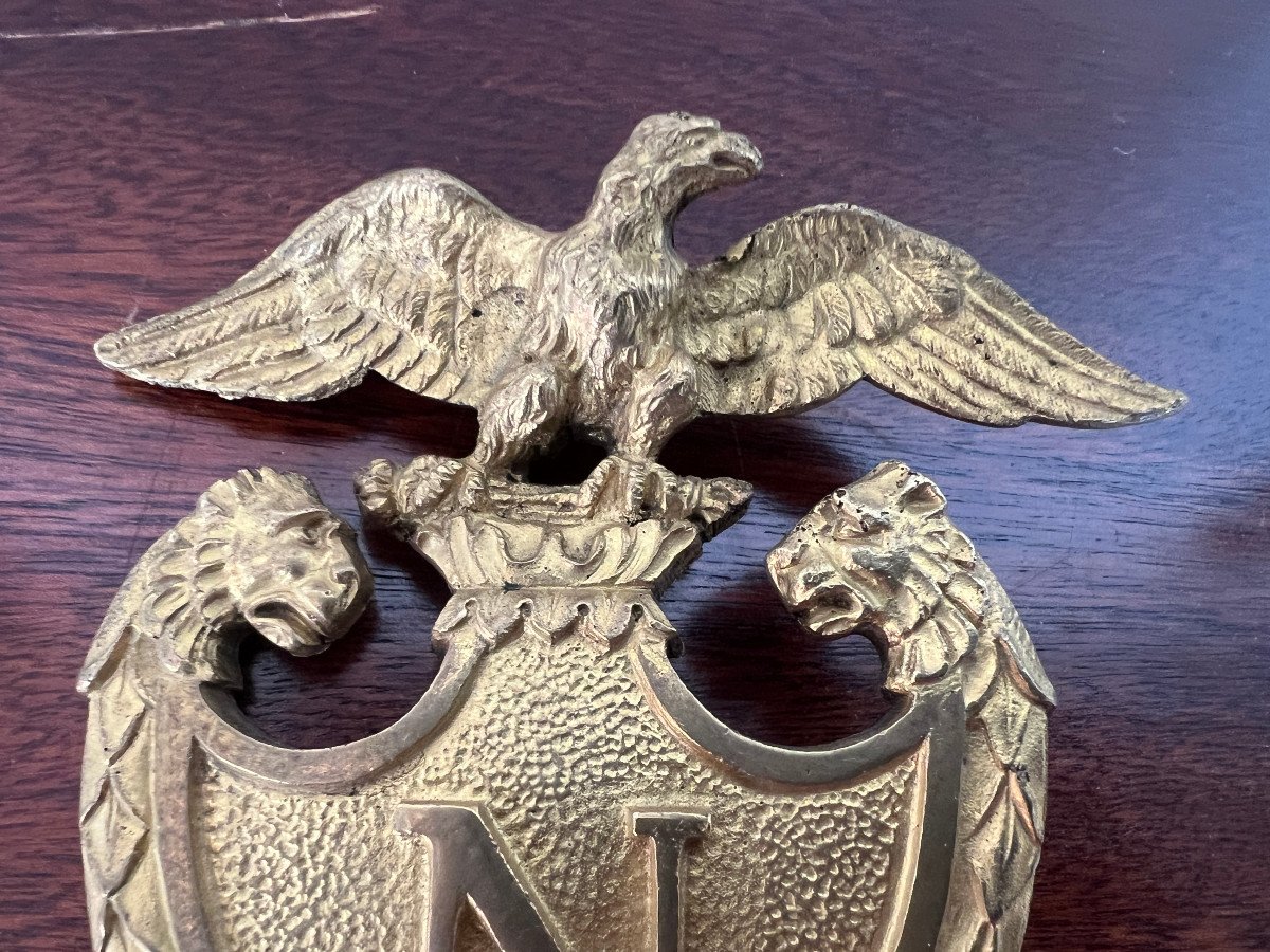 Insigne Ou Plaque En Bronze Doré Napoléon Porte Montre Empire-photo-4