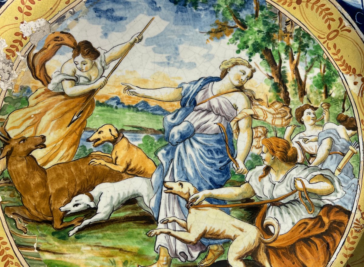 Earthenware Dish, Diana, Hunting Scene, Renaissance Decor-photo-2