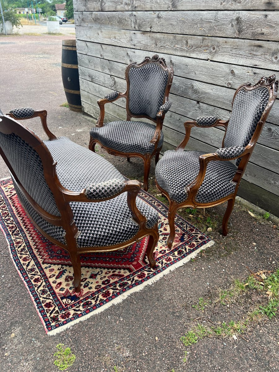 Louis XV Style Living Room With Rocaille Sofa And 2 Armchairs-photo-2