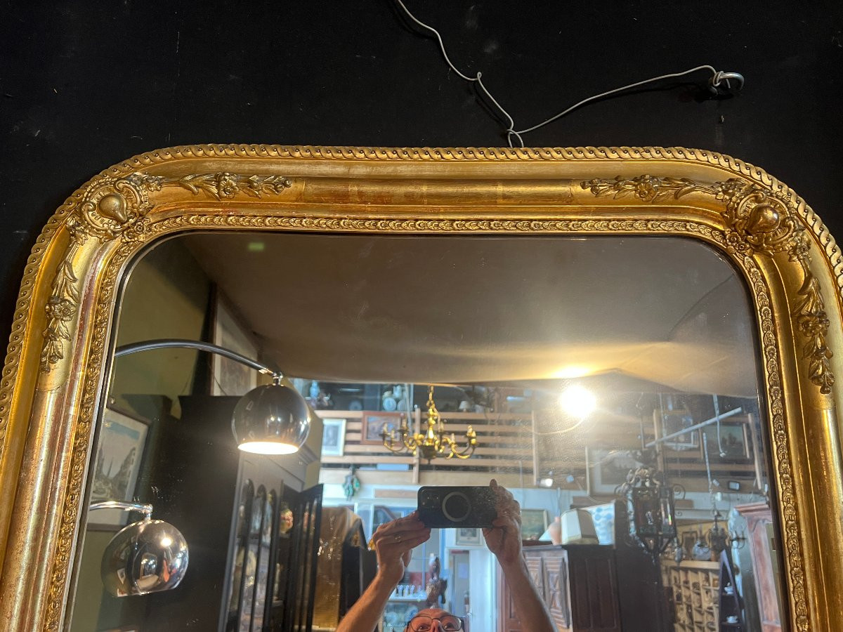 Rush Model Mirror, Gilded Wood And Stucco, Napoleon III-photo-3