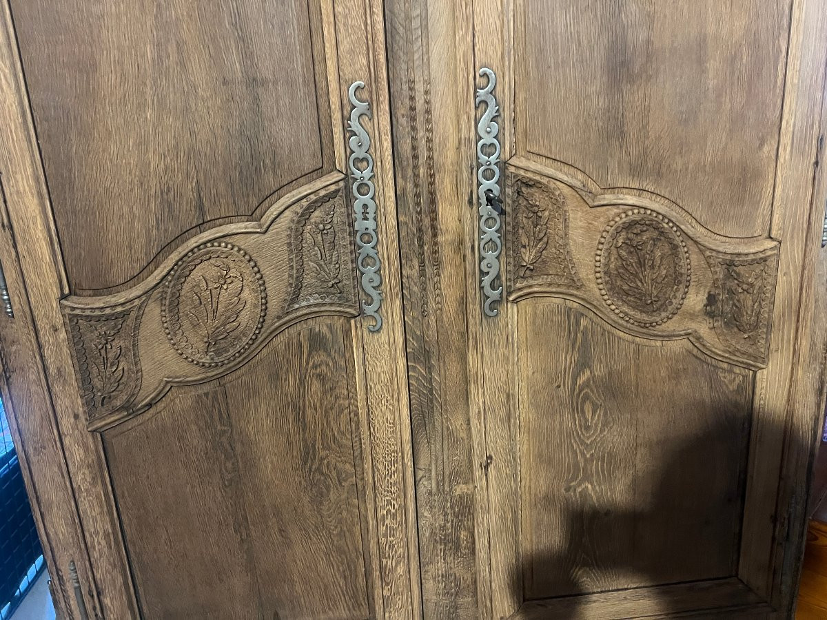 Louis XV Style Two-door Wardrobe, Solid Oak, Stripped.-photo-3