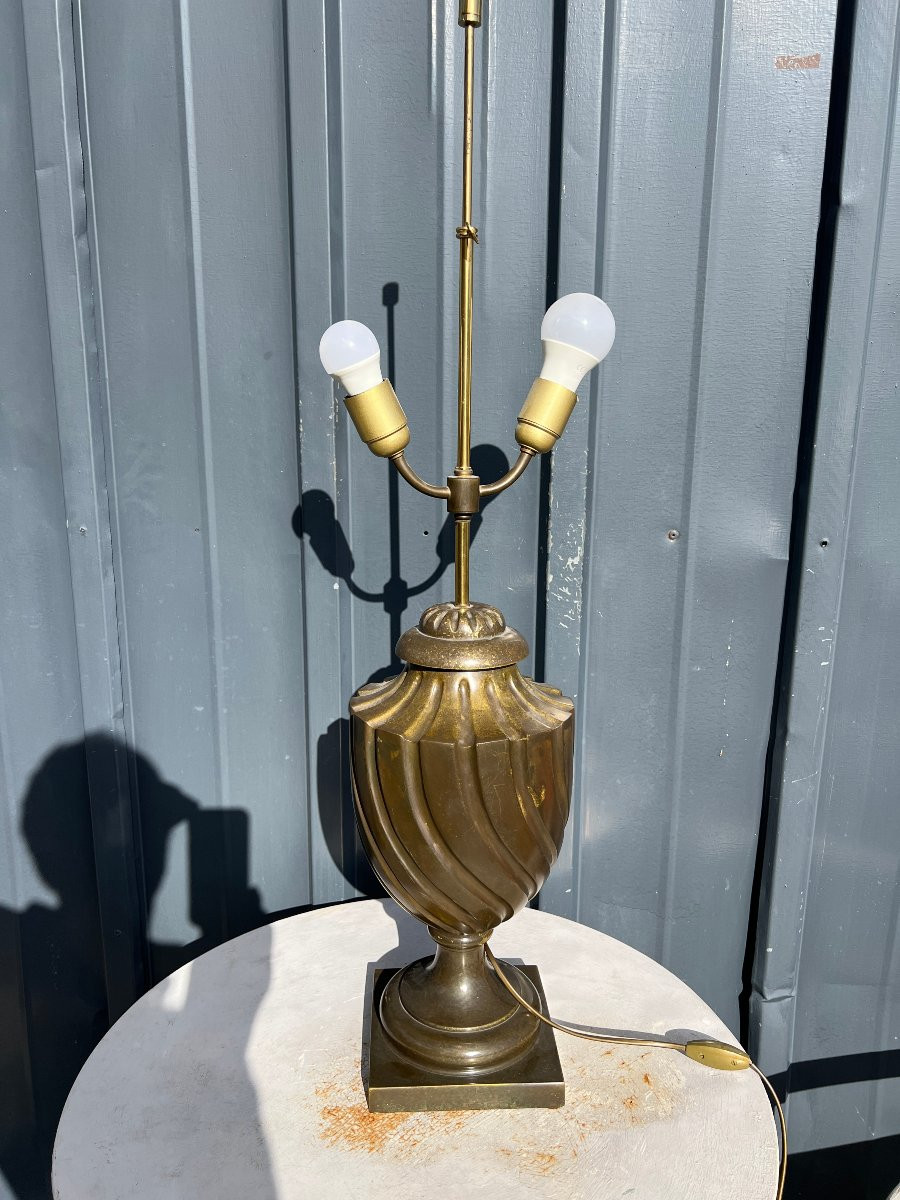 Pied de lampe , Urne , en bronze-photo-4