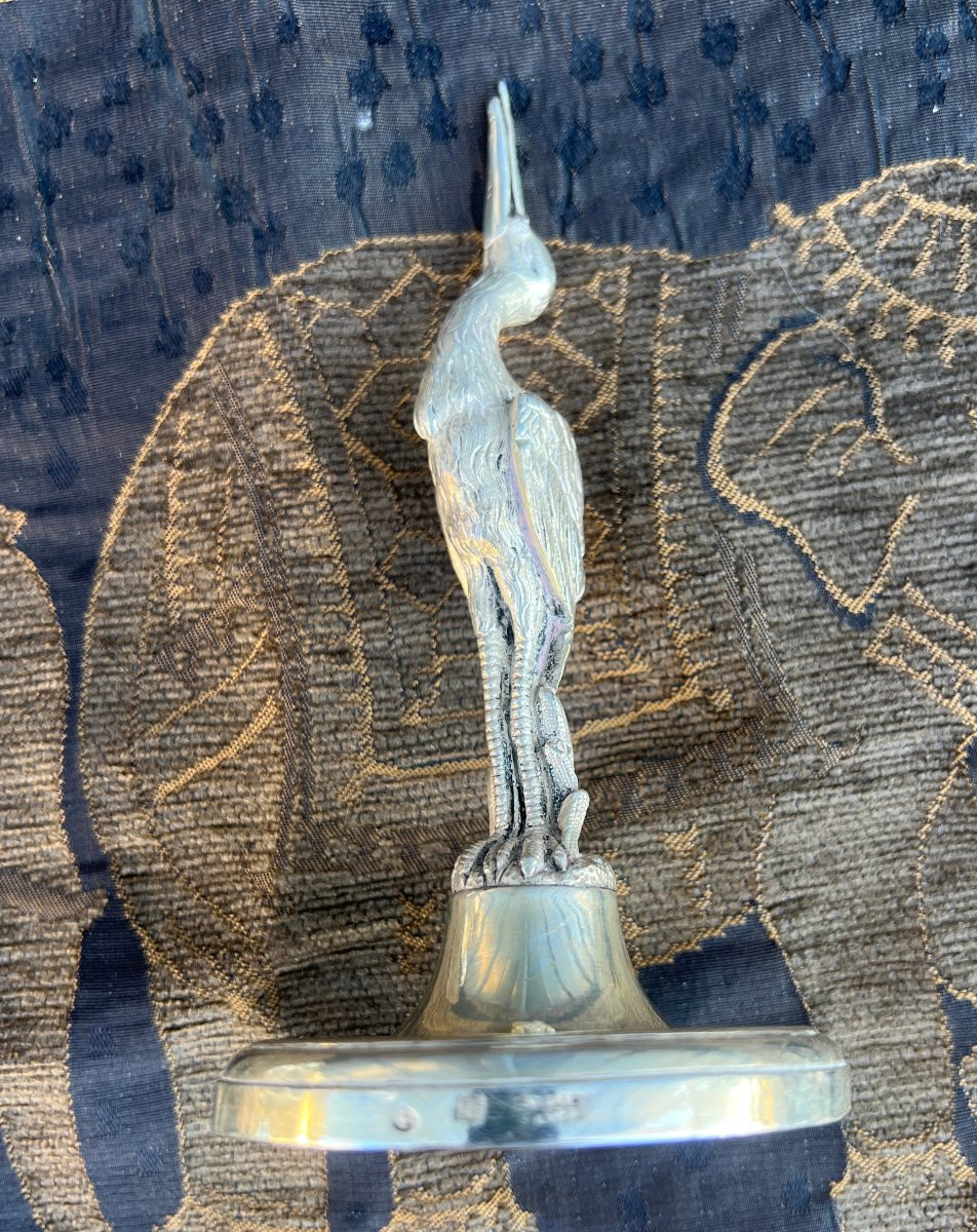 Le Baguier au héron, bronze argenté -photo-4