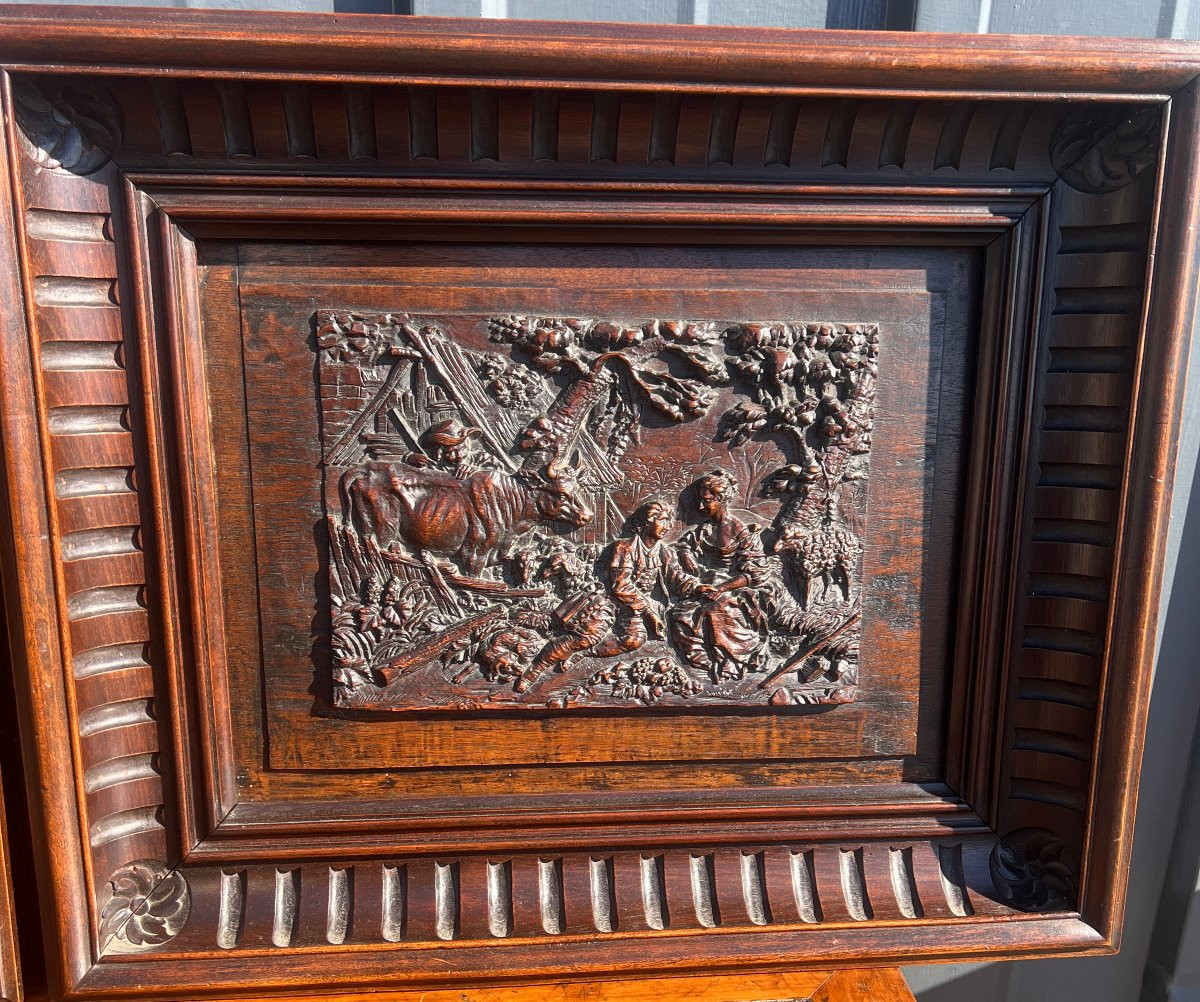 Paintings Gallant Scenes Wood Carved Wood -photo-3