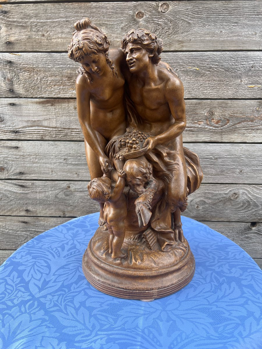 La Famille du Faune, Groupe en terre cuite.D'après Clodion-photo-1
