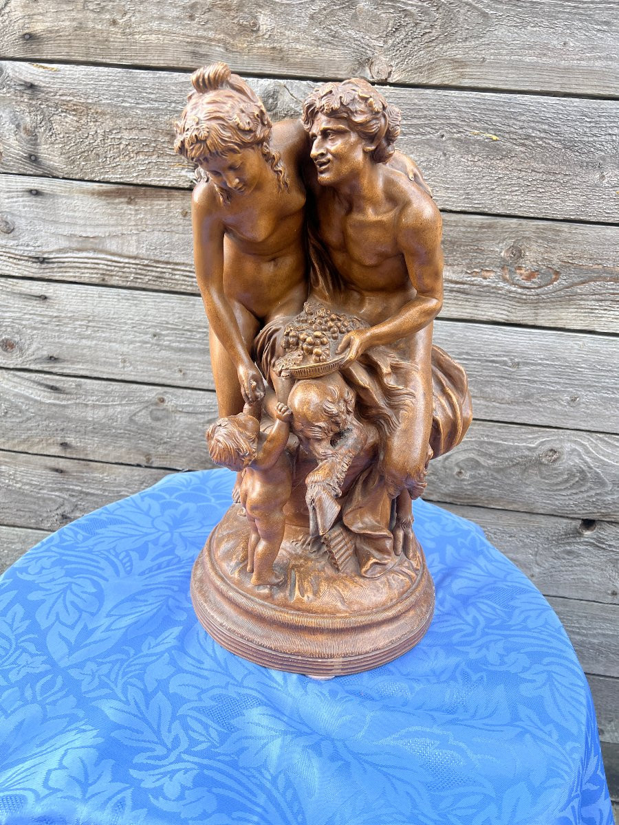 La Famille du Faune, Groupe en terre cuite.D'après Clodion-photo-4
