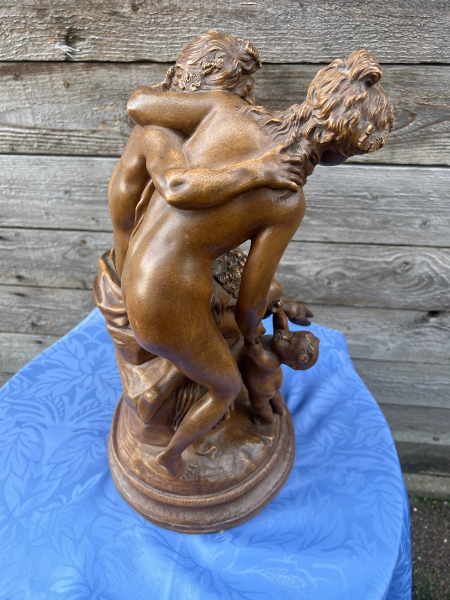 La Famille du Faune, Groupe en terre cuite.D'après Clodion-photo-6