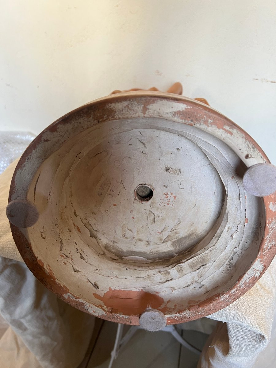 Groupe en Terre Cuite , Vertumne et Pomone , signé Codina -photo-2