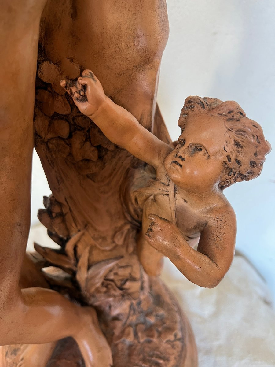 Groupe en Terre Cuite , Vertumne et Pomone , signé Codina -photo-7