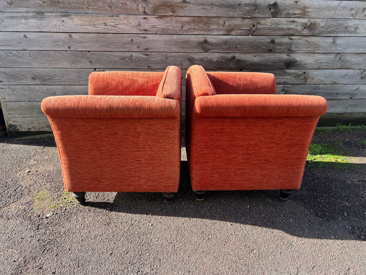 Paire de fauteuils clubs tissus, style Art Déco-photo-4