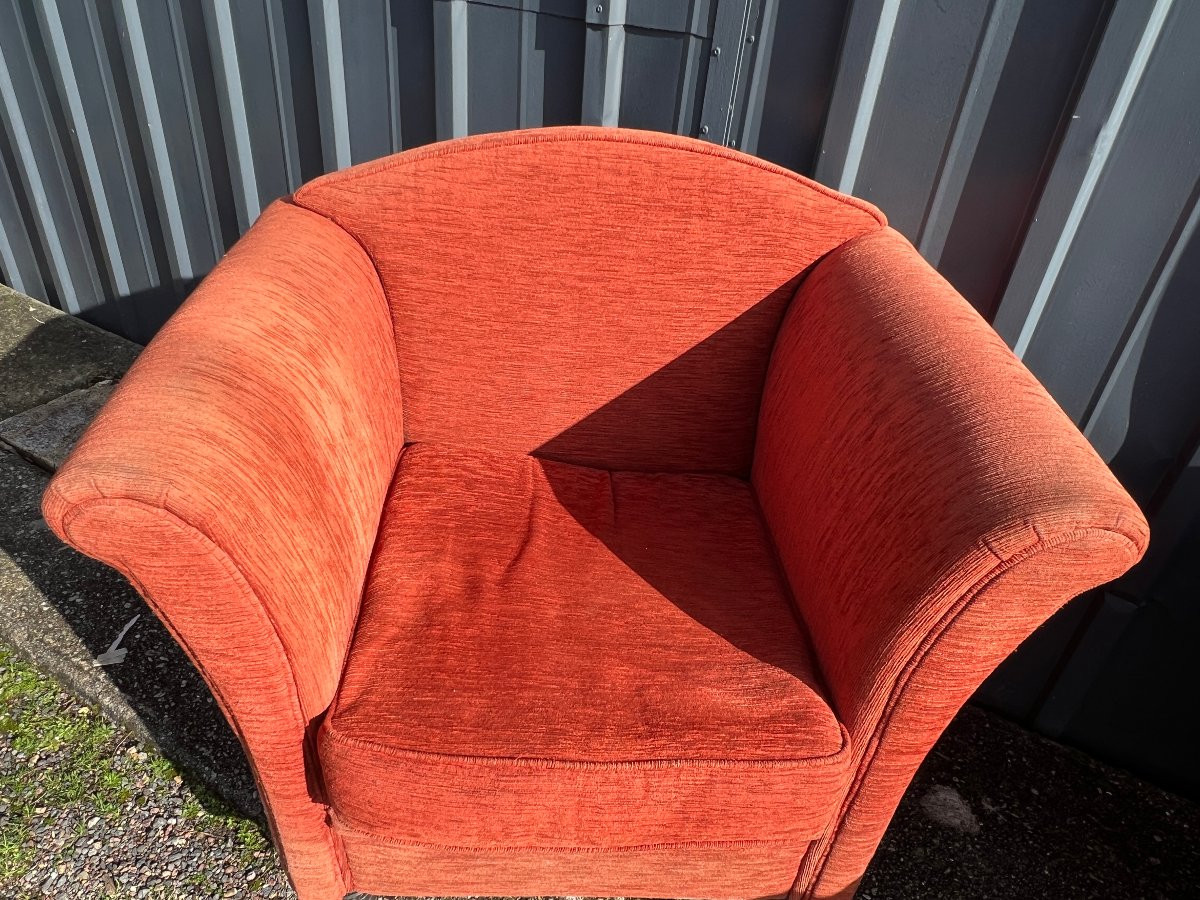 Paire de fauteuils clubs tissus, style Art Déco-photo-5