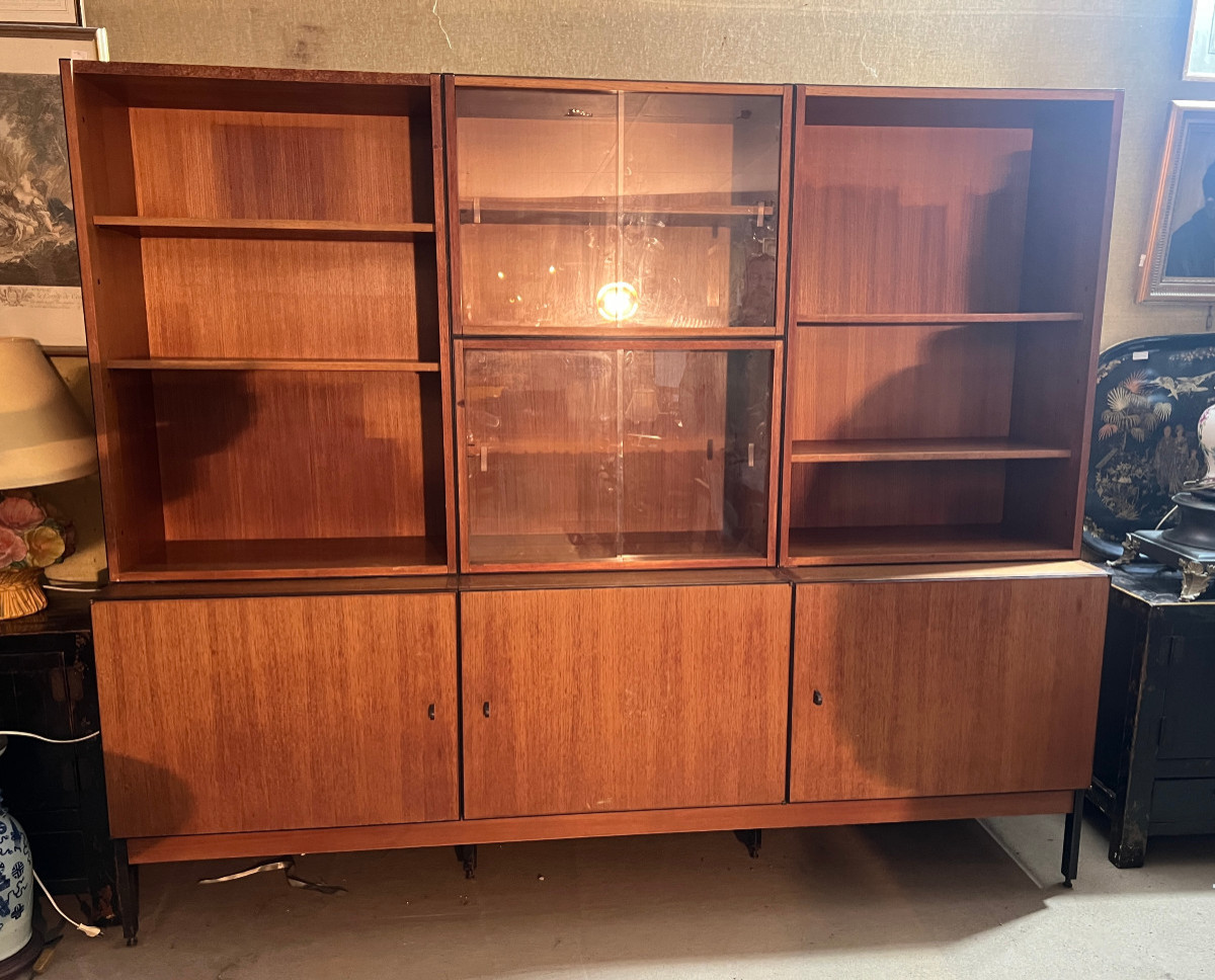 Buffet-bibliothèque en Teck , Simat, France, années 60